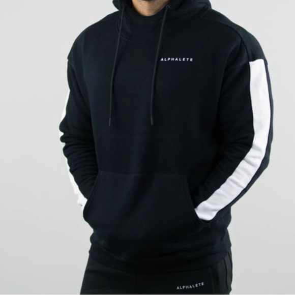 Alphalete Black Stripe Hoodie Pullover Hoodie Sweatshirt Athleisure Gym Men’s S - Picture 3 of 15